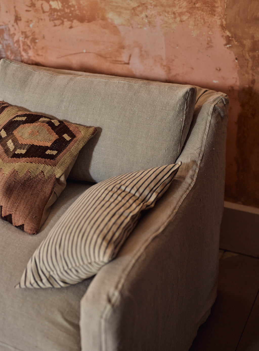 Warren Loose Cover Sofa, Heritage Red Stripe