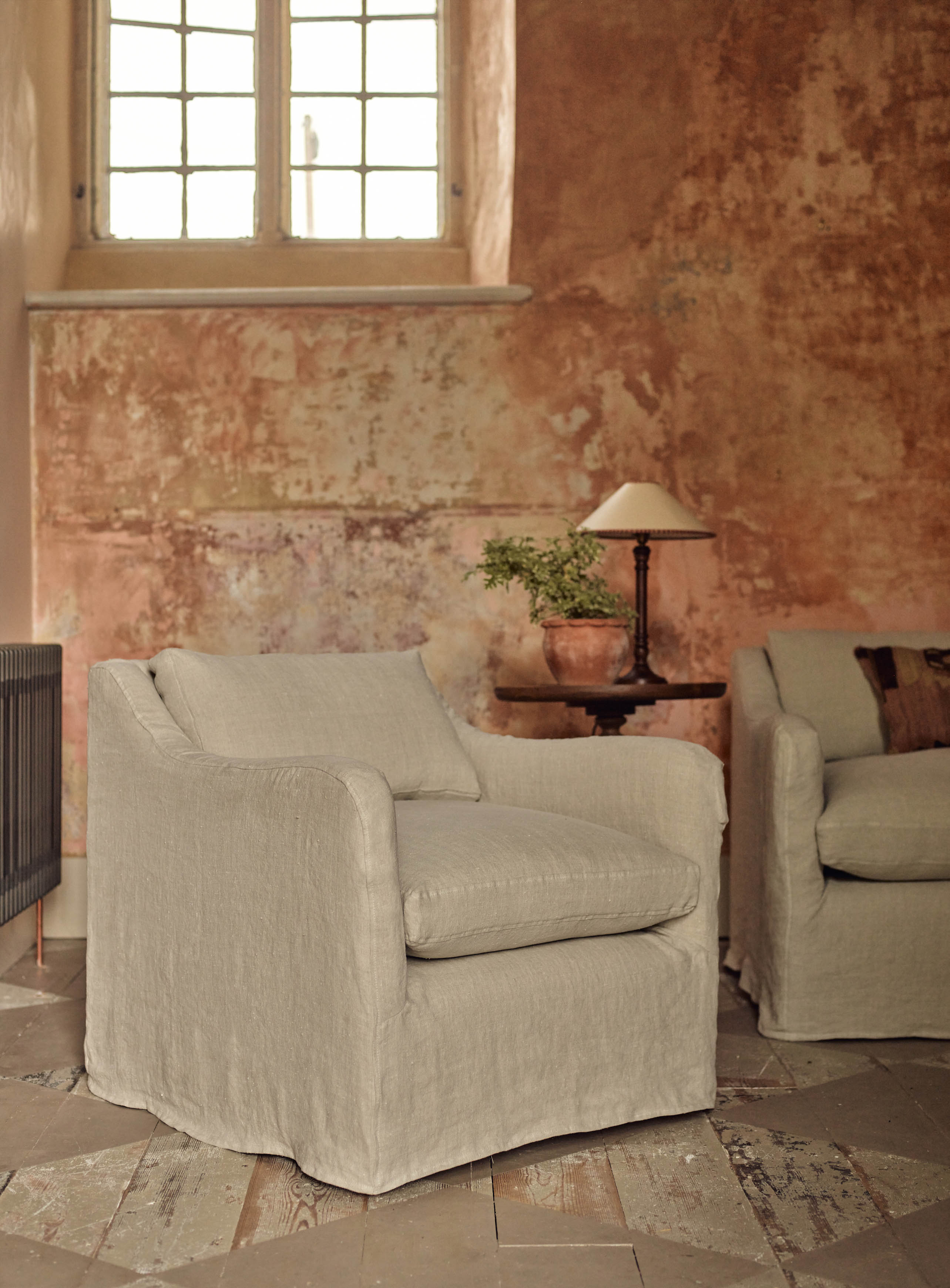 Warren Loose Cover Armchair, Soft Sage Cotton