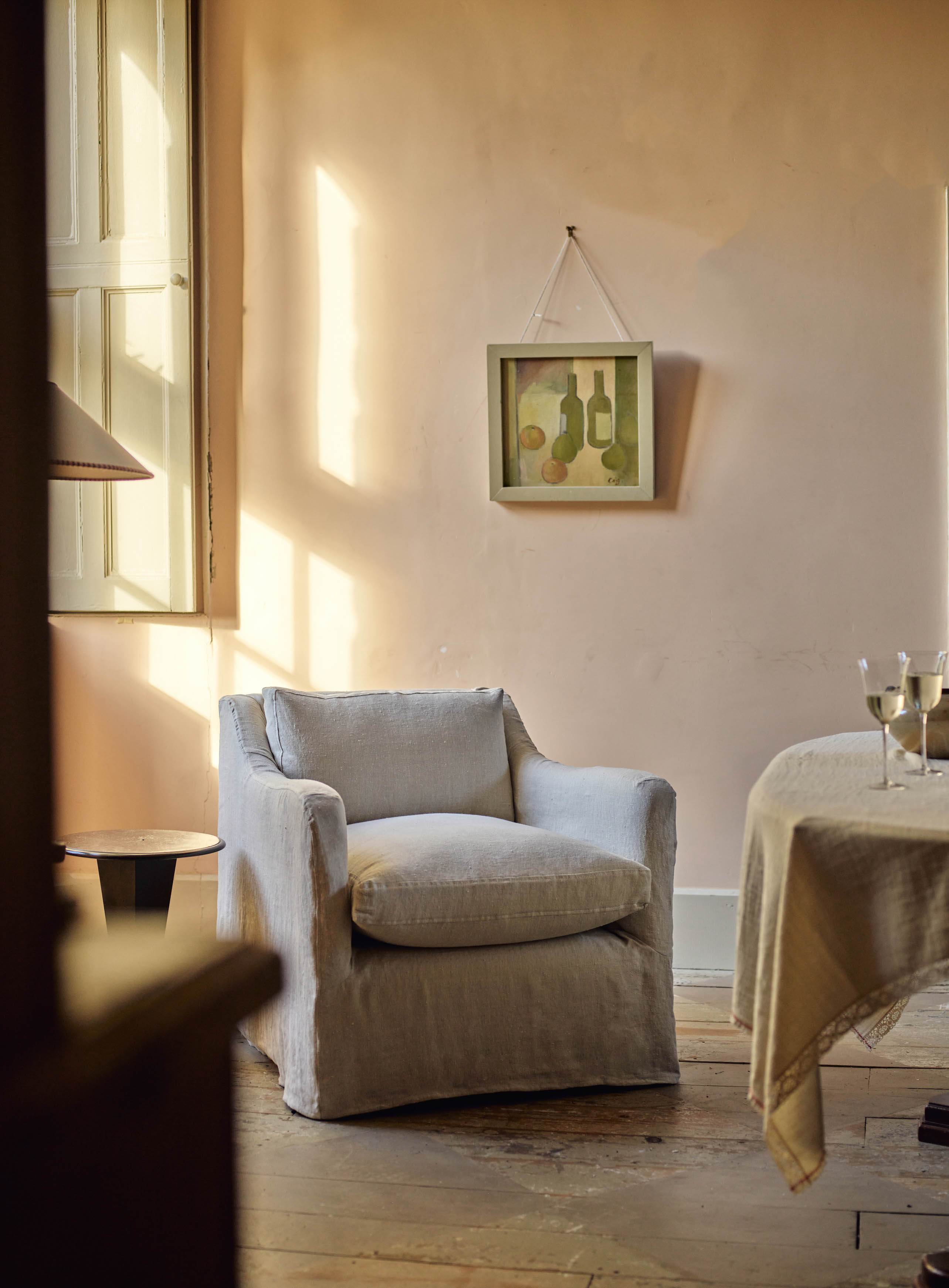 Warren Loose Cover Armchair, Straw Cotton