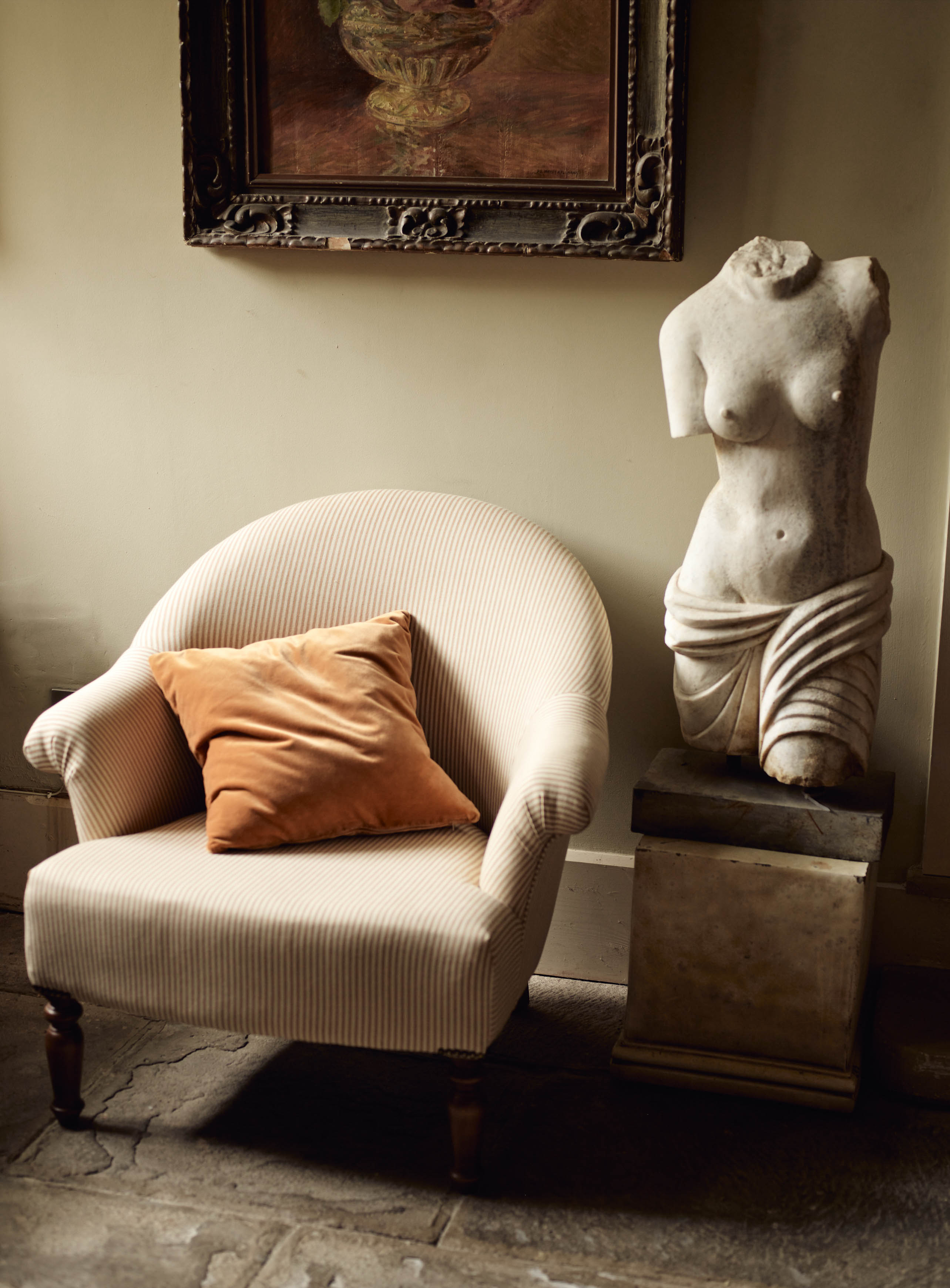 Clandon Armchair, Heritage Ochre Stripe