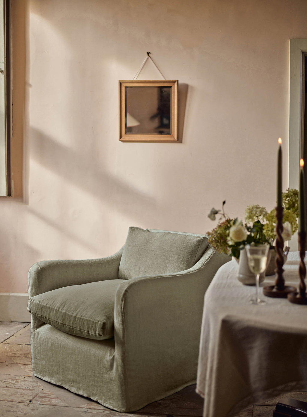 Warren Loose Cover Armchair, Moss Linen