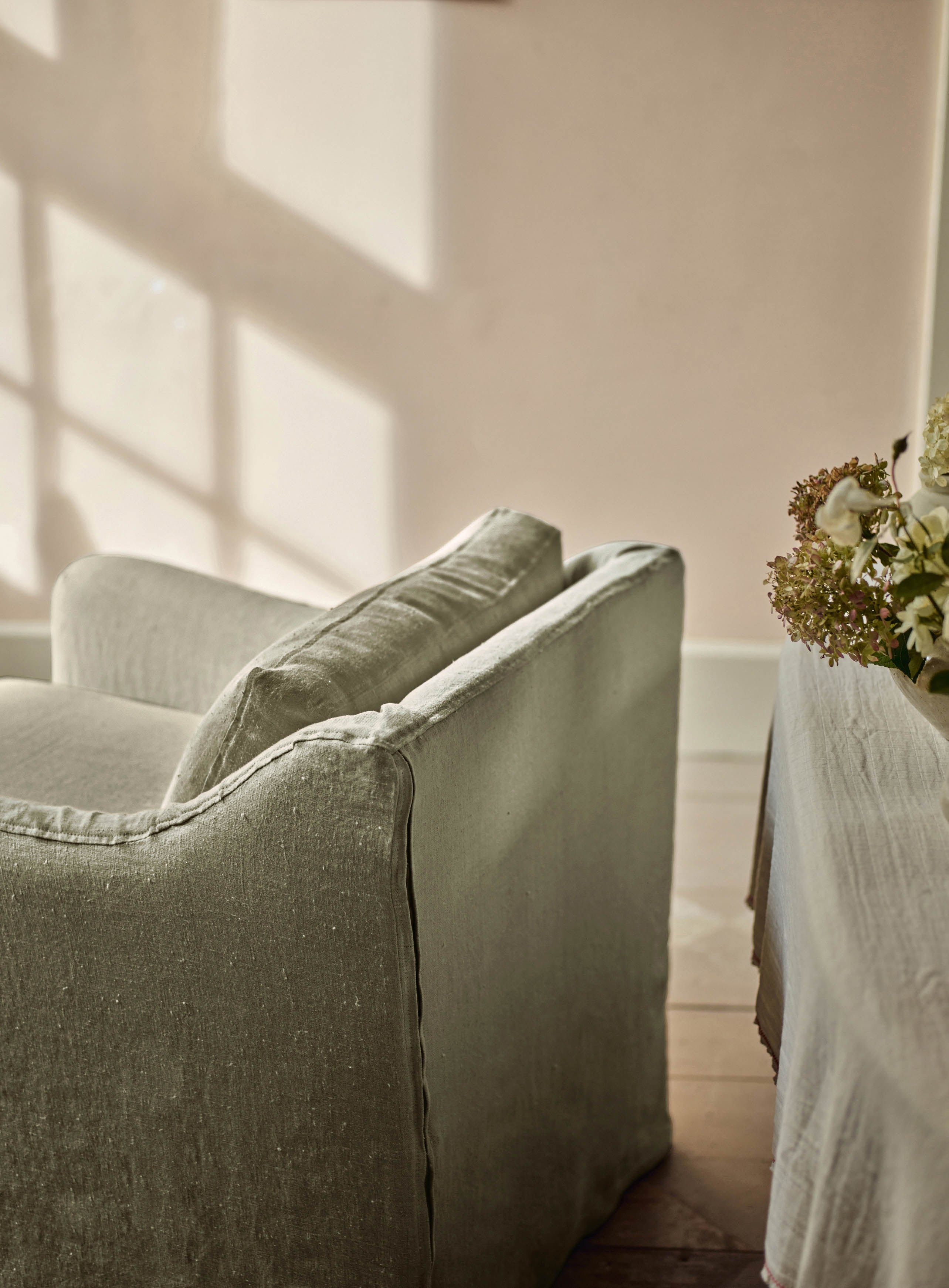 Warren Loose Cover Armchair, Moss Linen