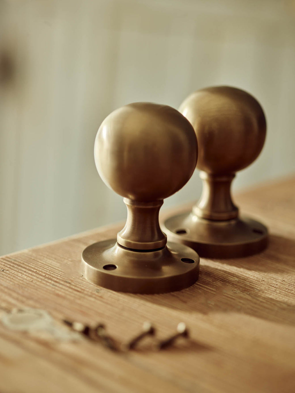 Grove Door Handles, Antique Brass