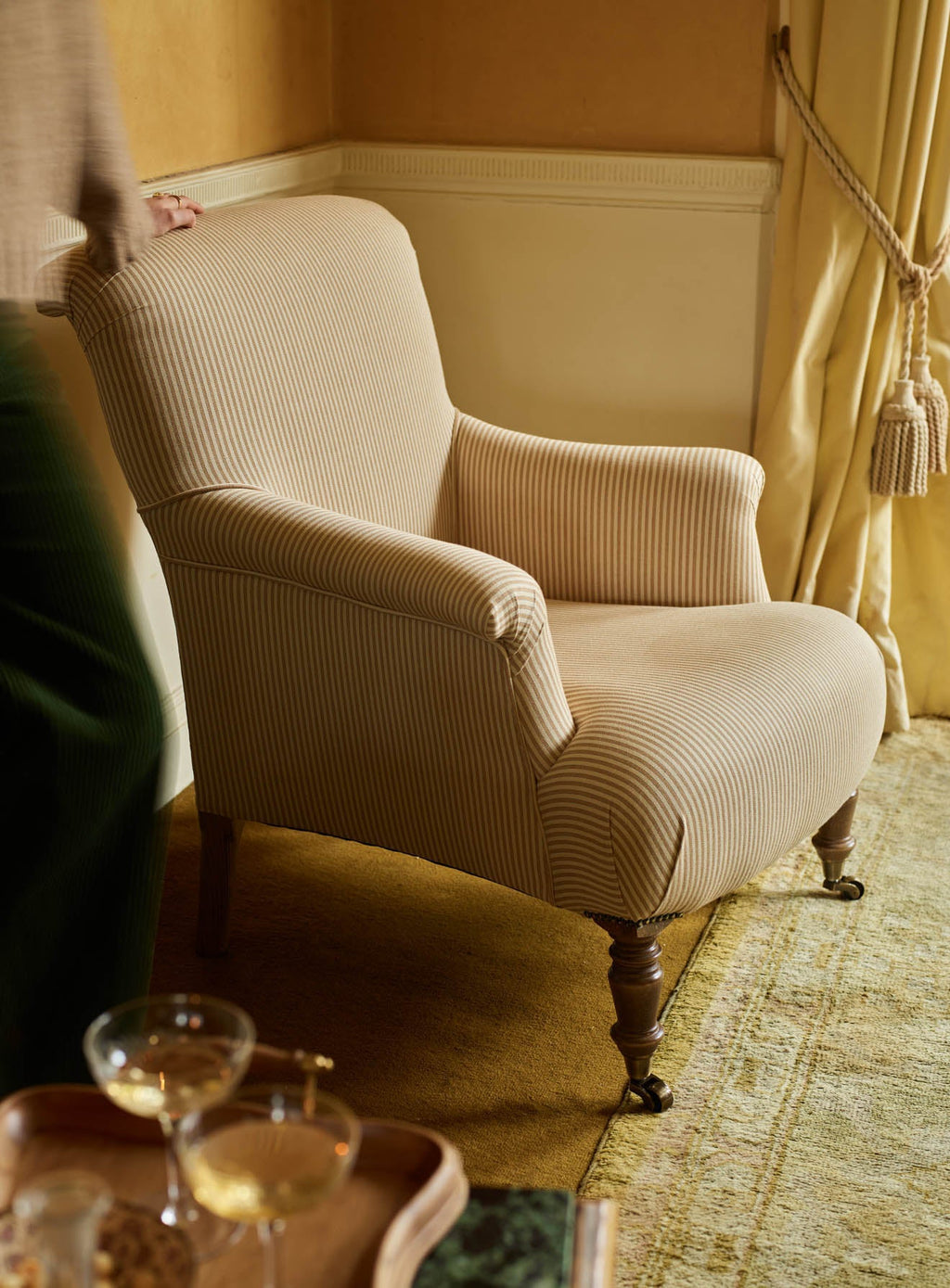 Finley Armchair, Heritage Green Stripe