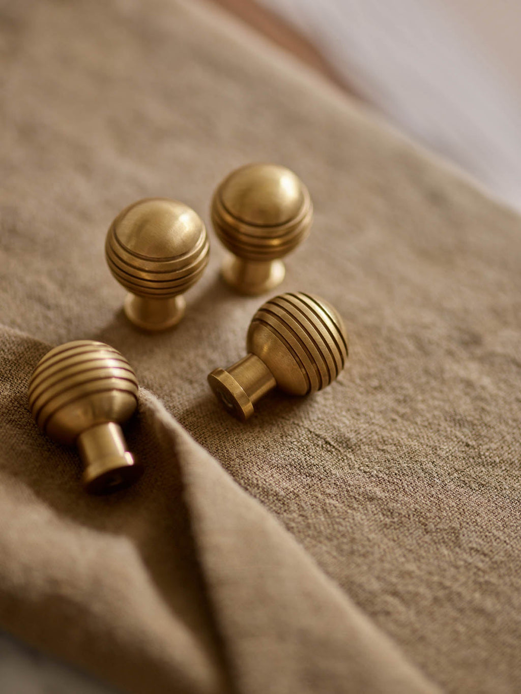 Grove Grooved Rounded Knob, Matt Brass