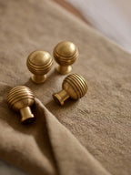 Grove Grooved Rounded Knob, Matt Brass