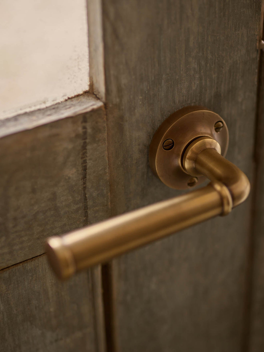 Grove Levered Door Handles, Antique Brass