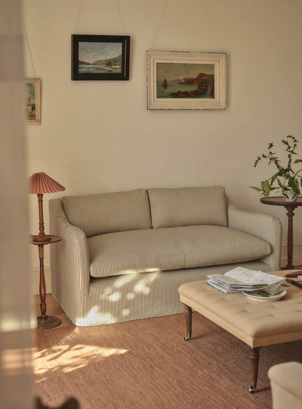 Warren Loose Cover Sofa, Heritage Green Stripe