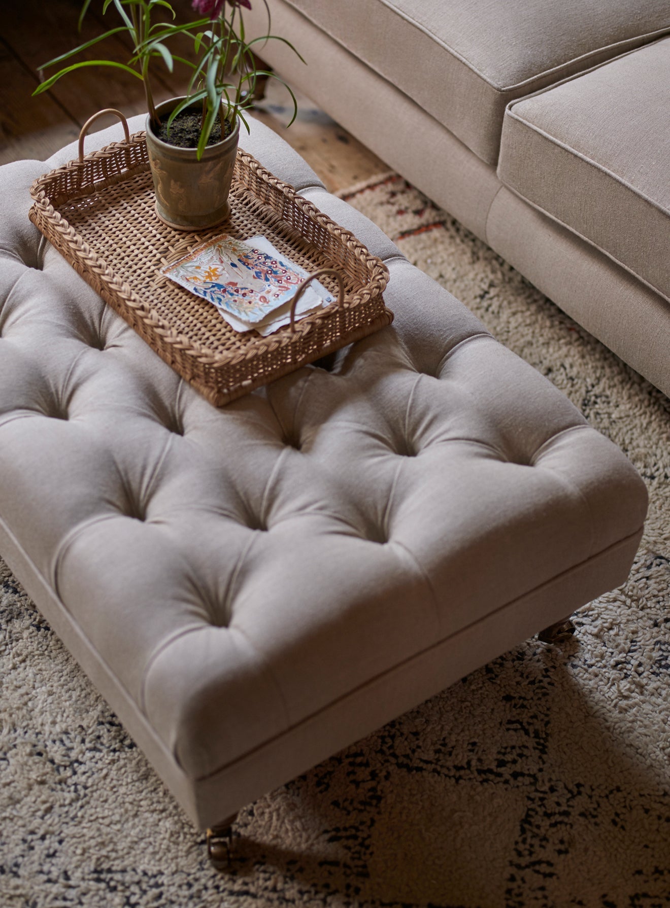 Elbert Footstool, Grey Wool