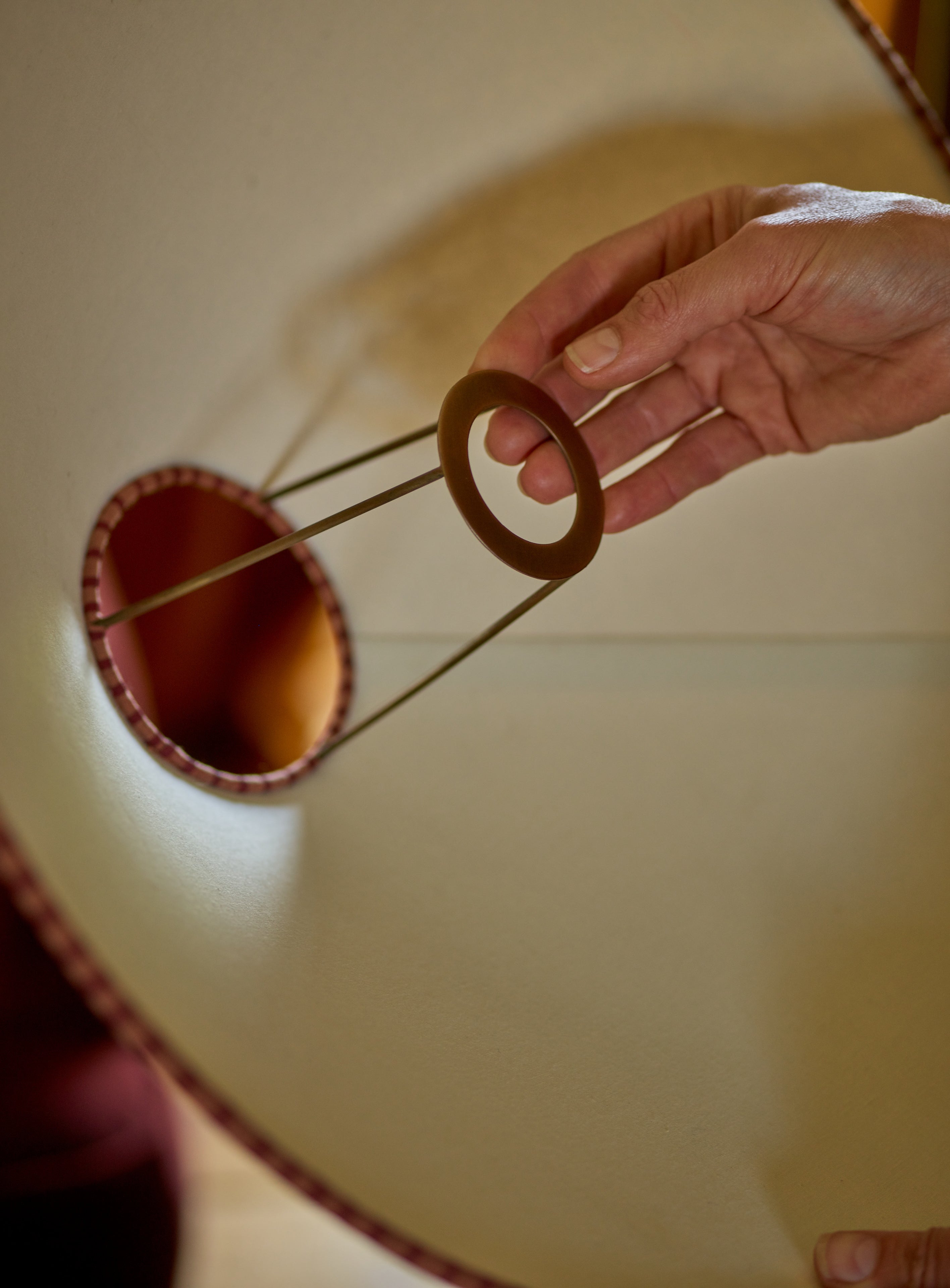 Arlo Card Lampshade, Large, Pink Stripe Trim