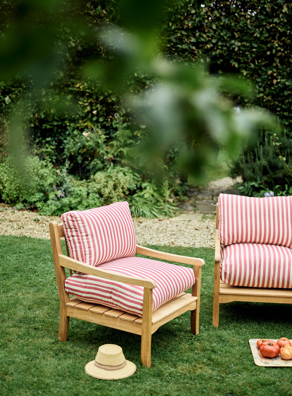 Emerson Garden Armchair, Fine Red Awning Stripe