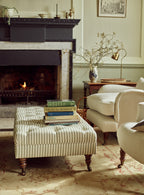 Elbert Ottoman, Sage Stripe