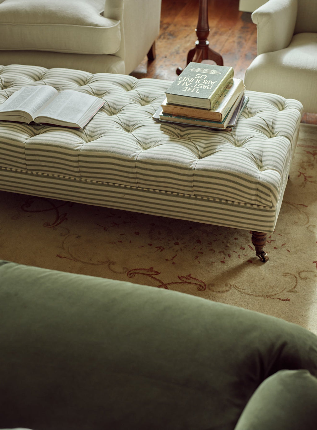 Elbert Ottoman, Sage Stripe