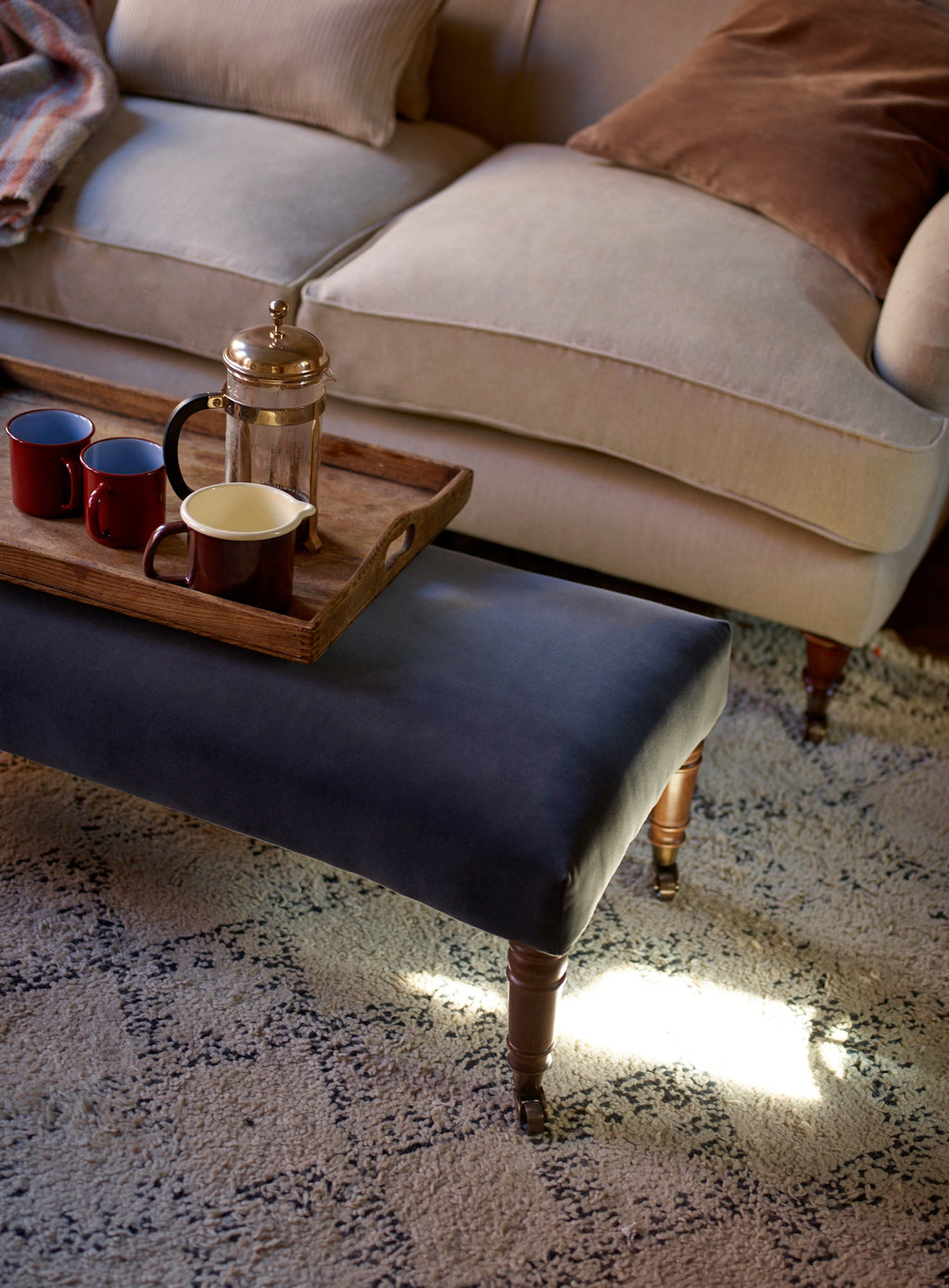 Edmund Footstool, Large, Rust Velvet