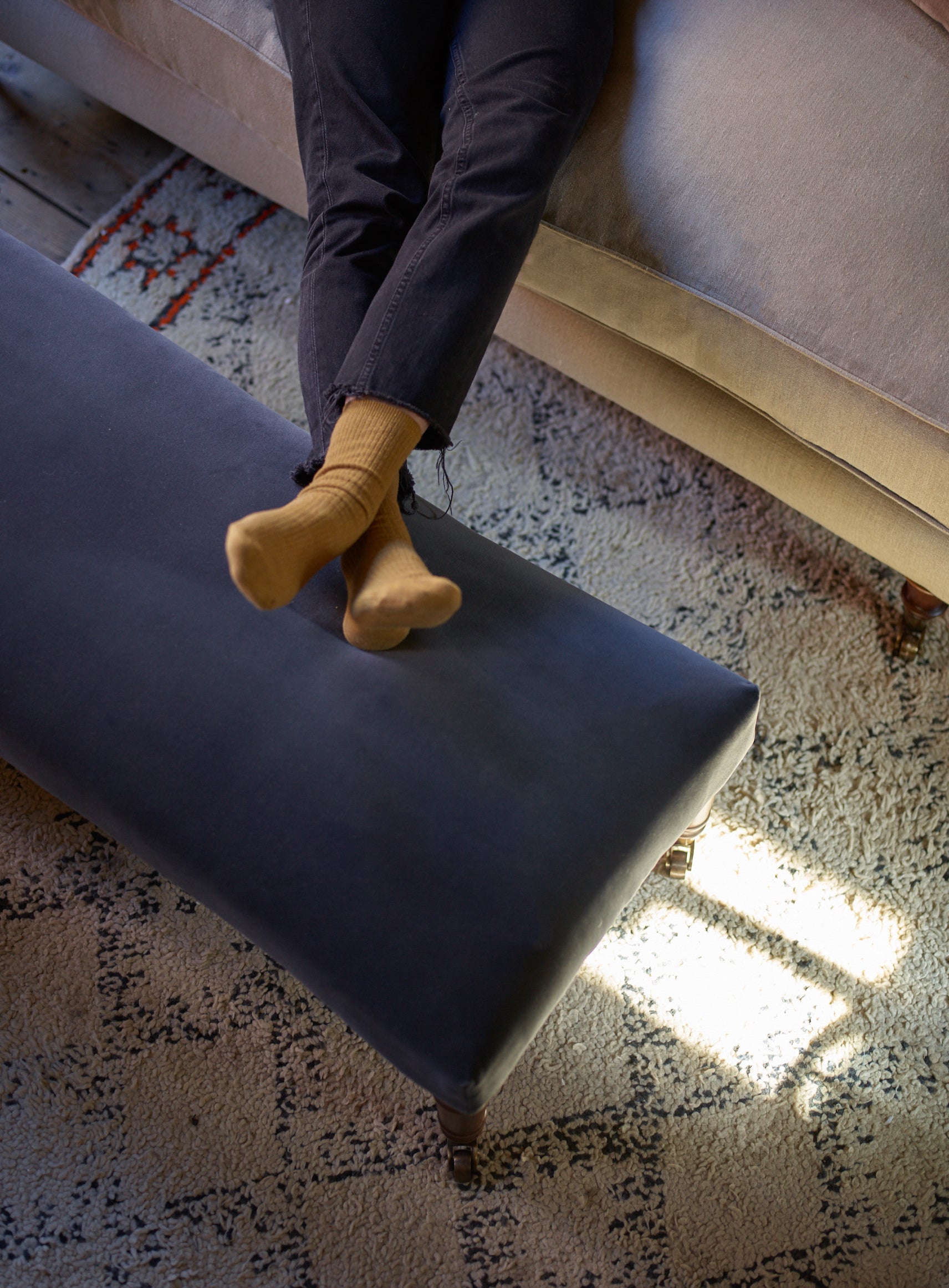 Edmund Footstool, Large, Sage Stripe