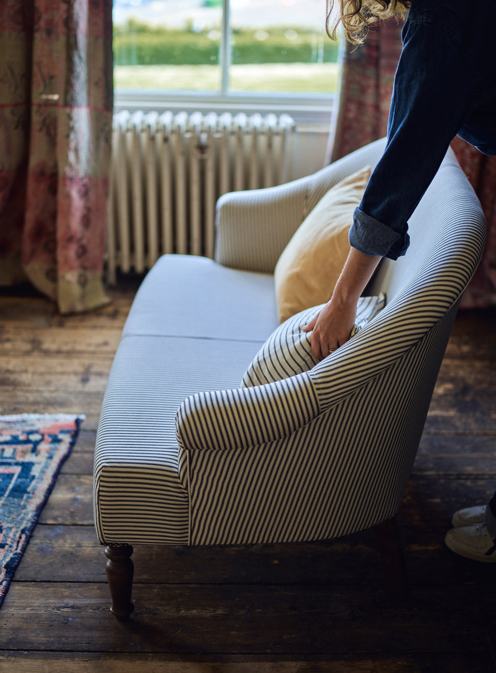 Clandon Sofa, Black Ticking Stripe