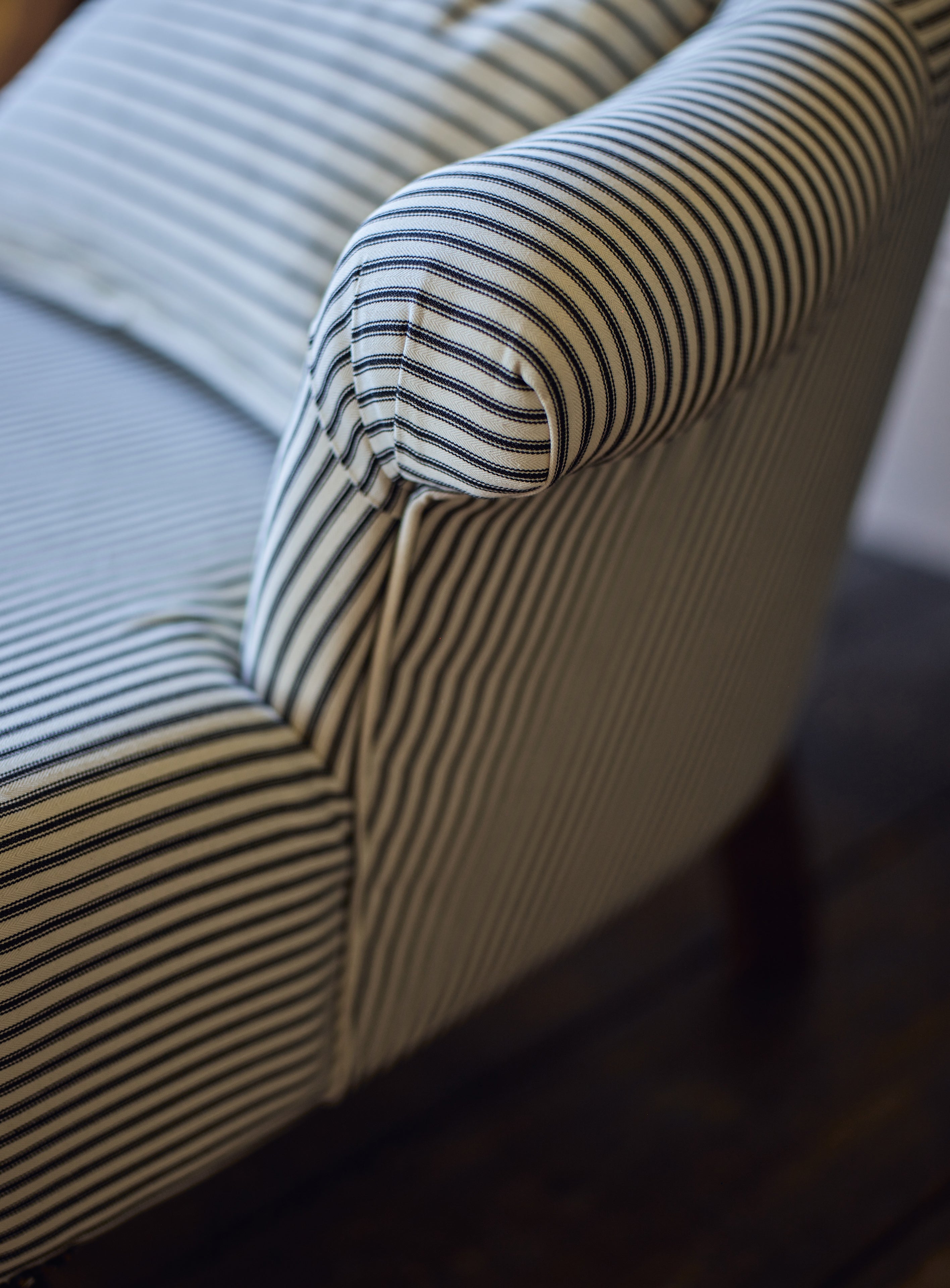 Clandon Sofa, Black Ticking Stripe