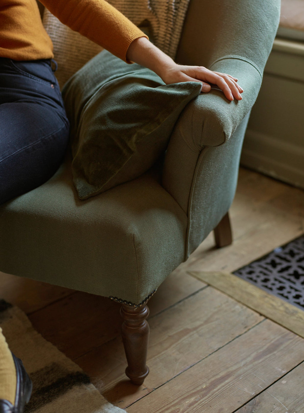 Clandon Armchair, Black Ticking Stripe