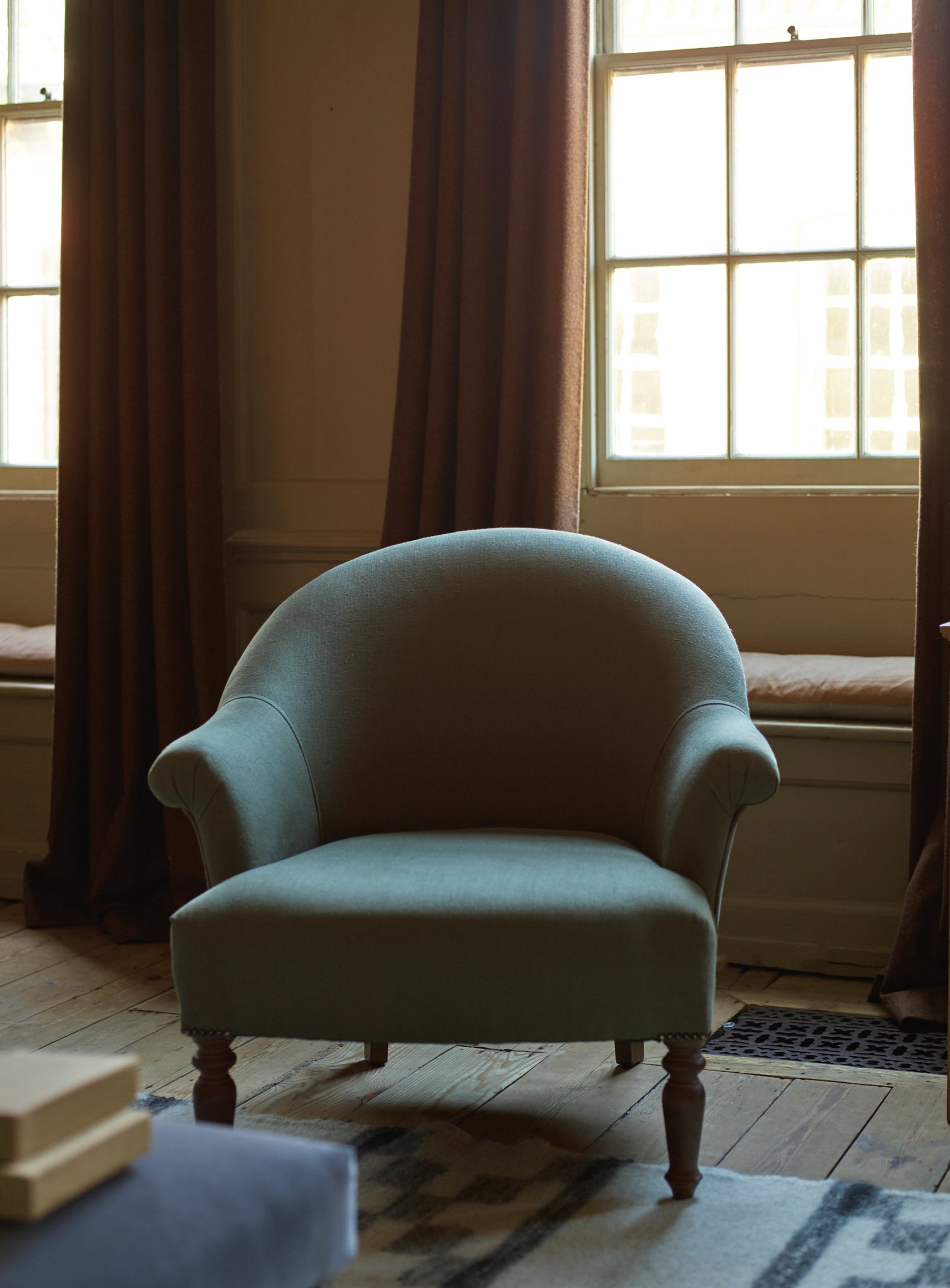 Clandon Armchair, Grey Ticking Stripe