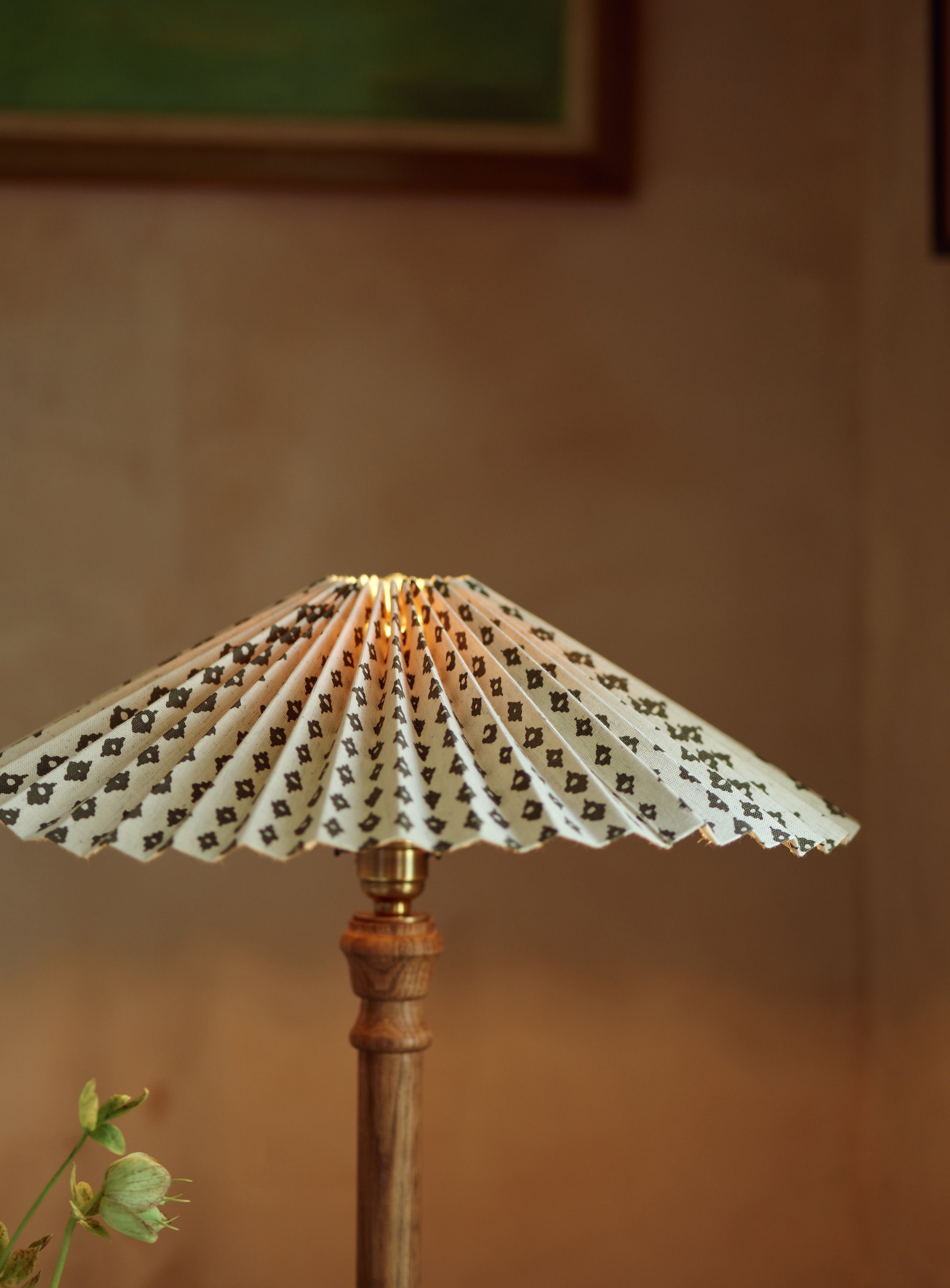 Nora Pleated Lampshade, Large, Ditsy Olive