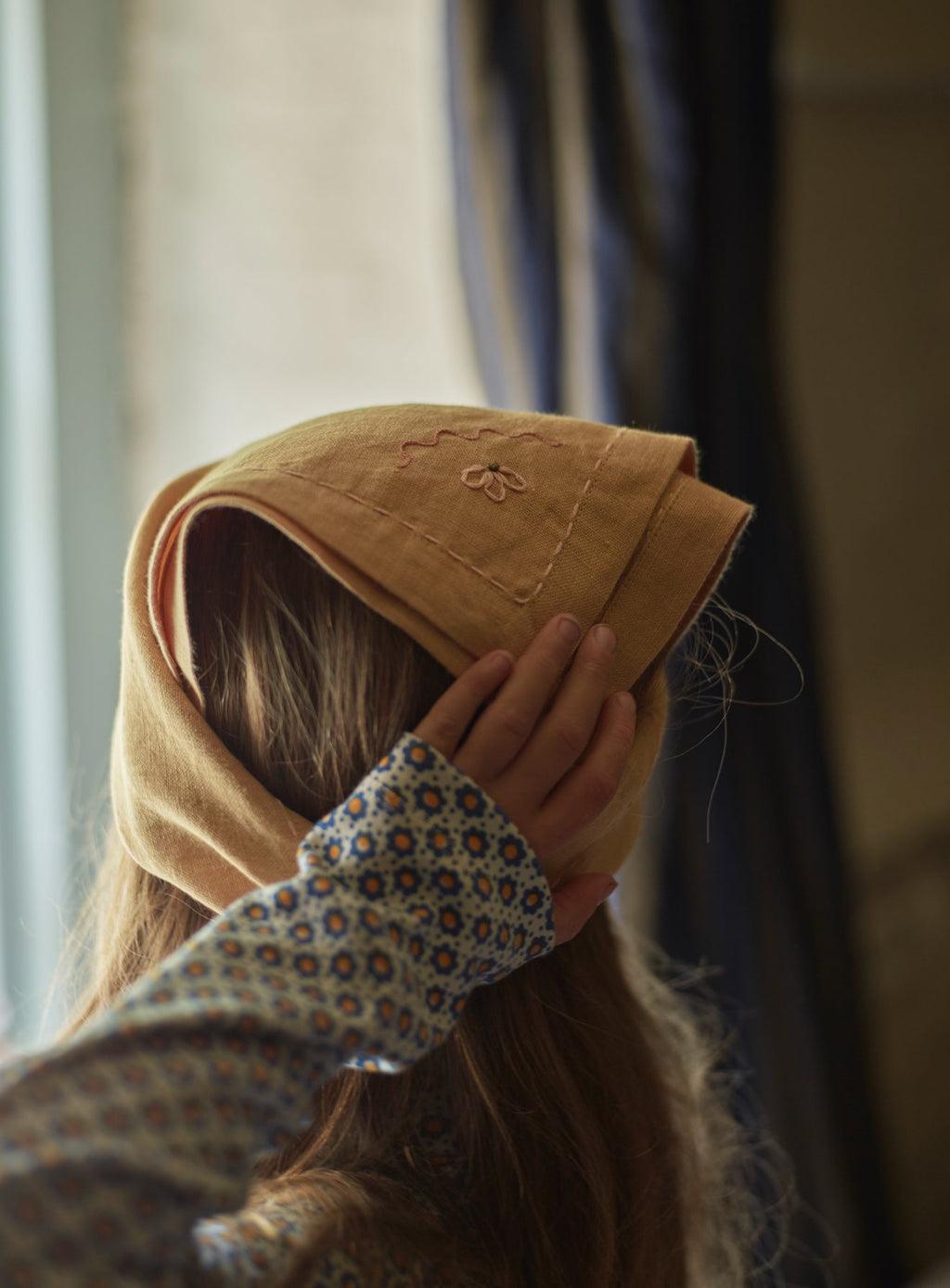 Embroidered Linen Napkin, Honey Yellow, Set of Two