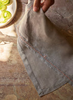 Embroidered Linen Napkin, Powder Blue, Set of Two