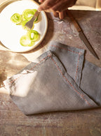 Embroidered Linen Napkin, Powder Blue, Set of Two