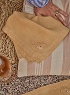 Embroidered Linen Napkin, Honey Yellow, Set of Two