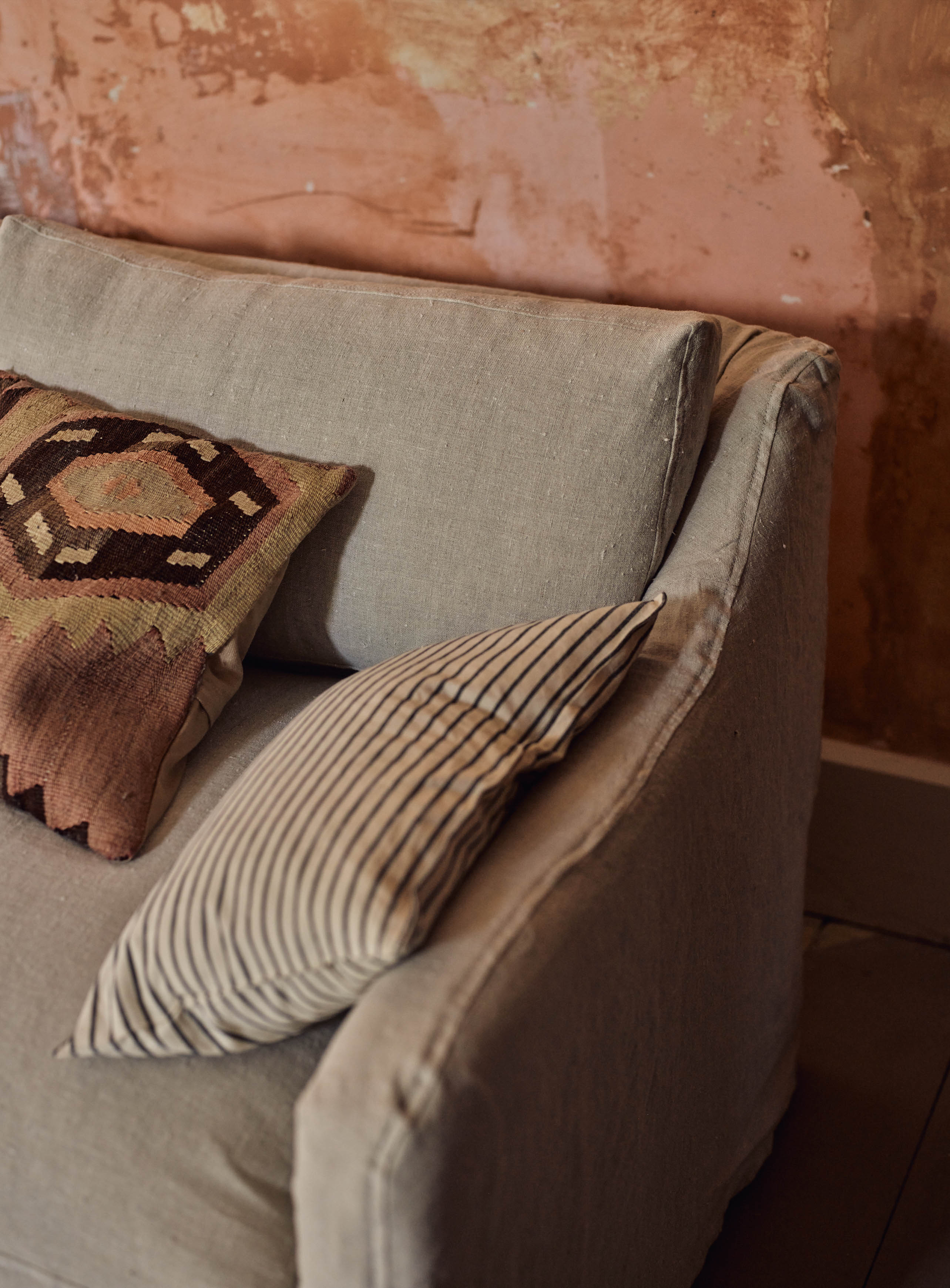 Warren Loose Cover Sofa, Heritage Pink Stripe