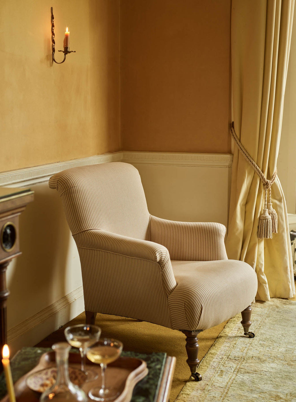 Finley Armchair, Heritage Green Stripe