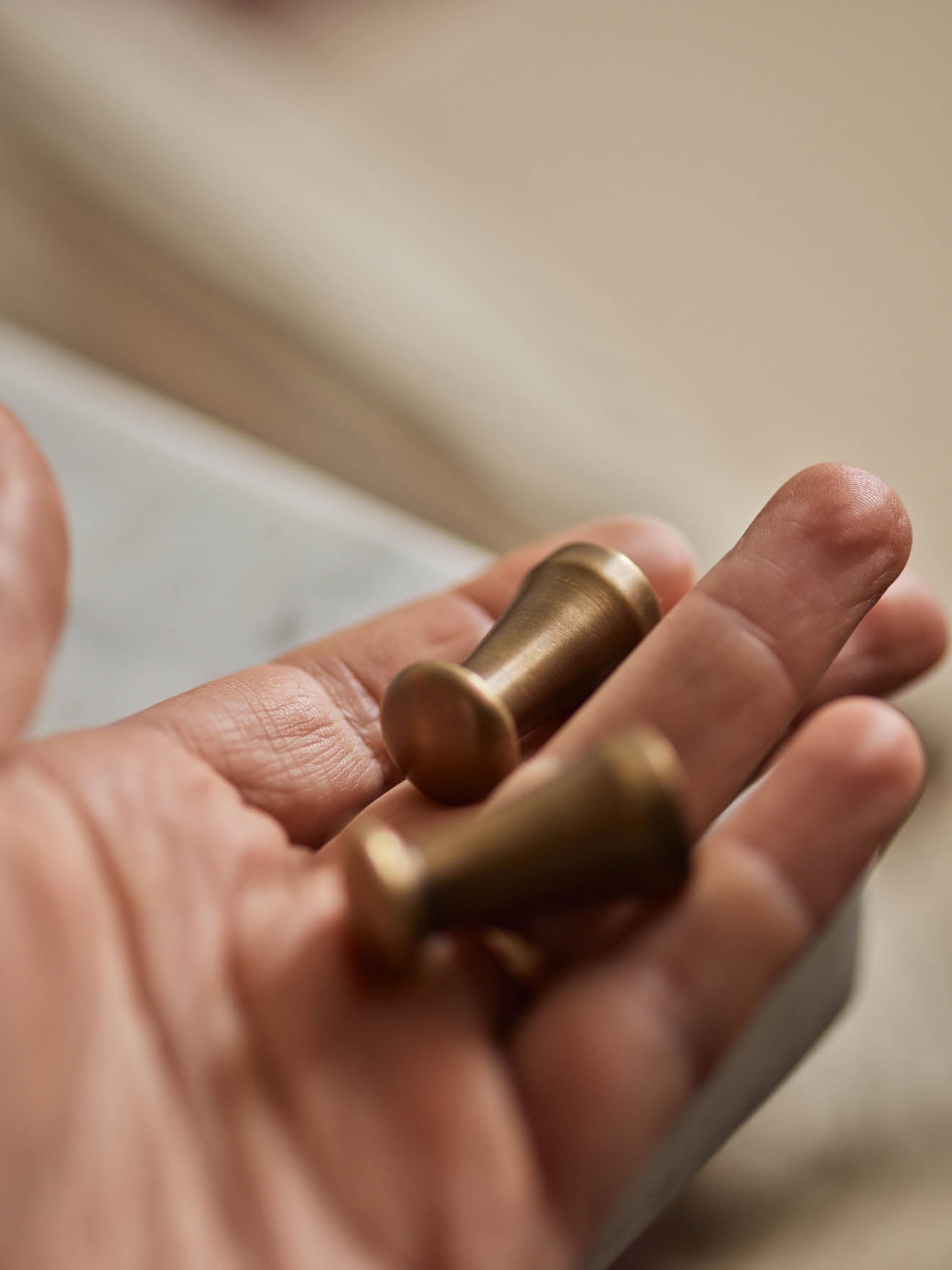 Grove Peg Knob, Antique Brass