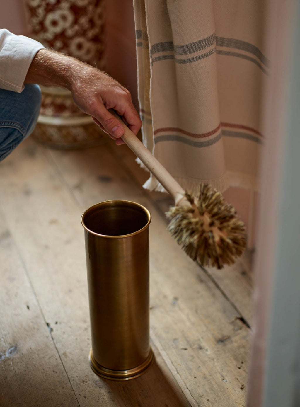 Bilton Toilet Brush Holder, Antique Brass