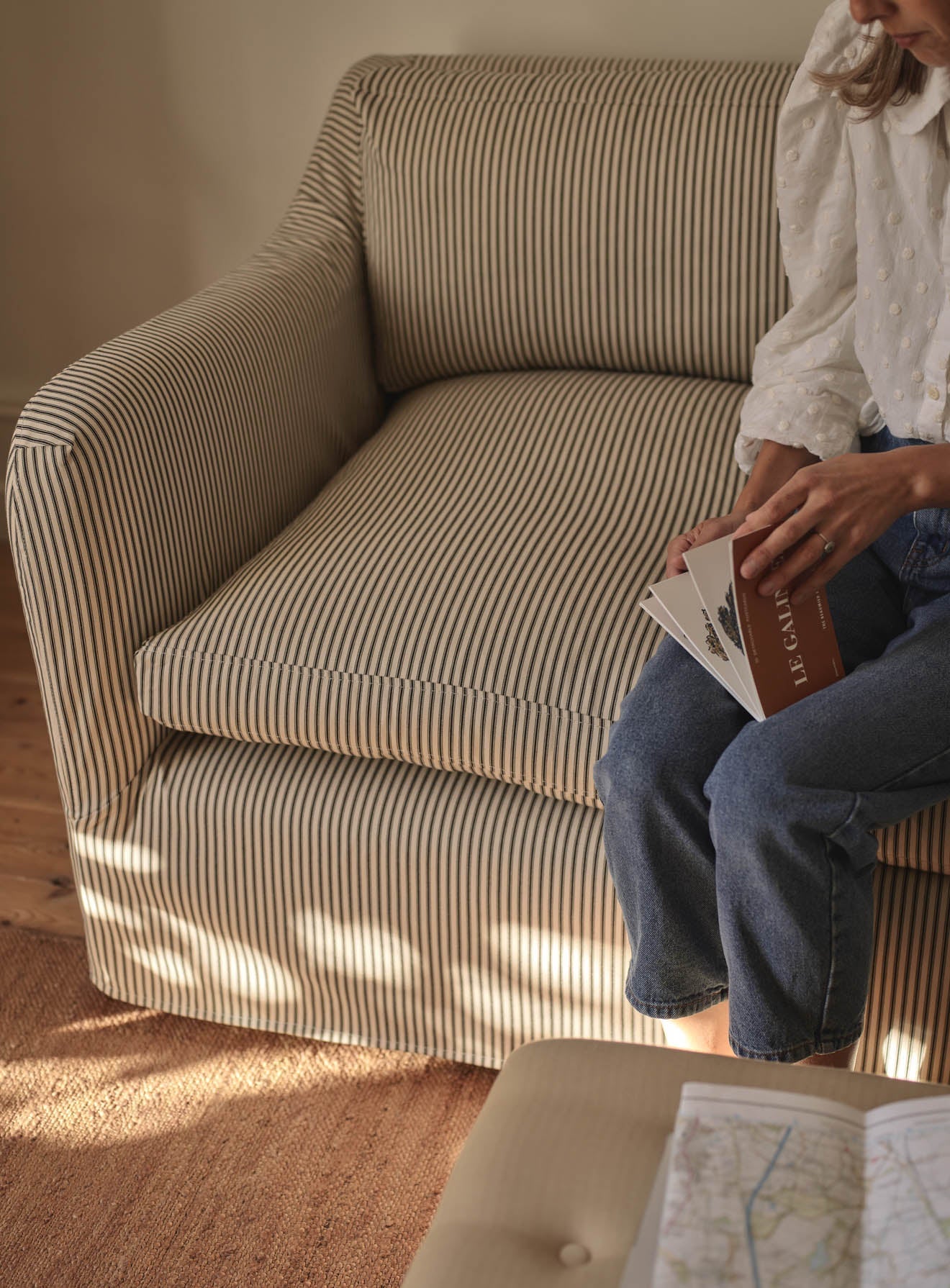 Warren Loose Cover Sofa, Heritage Green Stripe