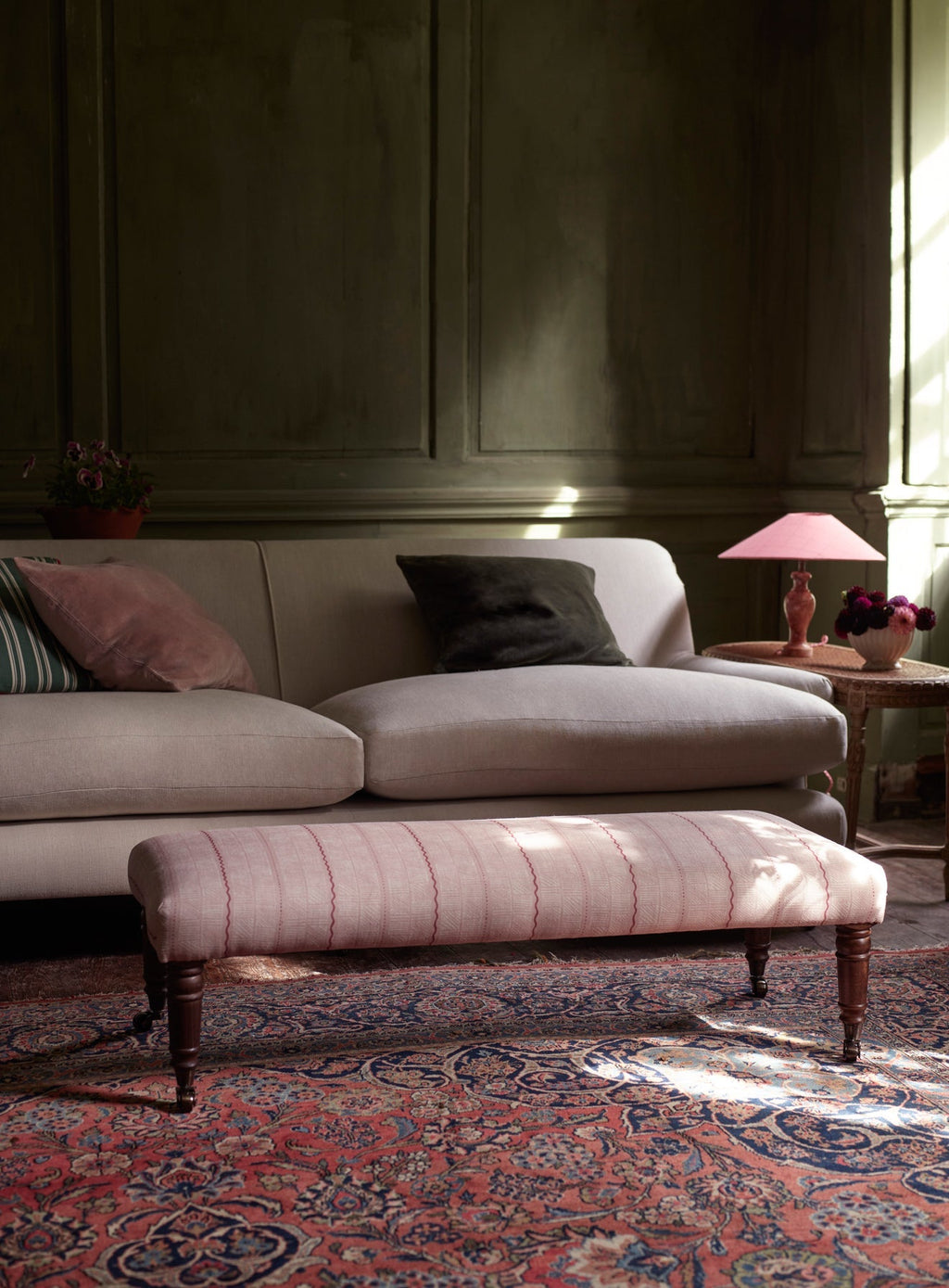 Edmund Footstool, Large, Parchment Cotton