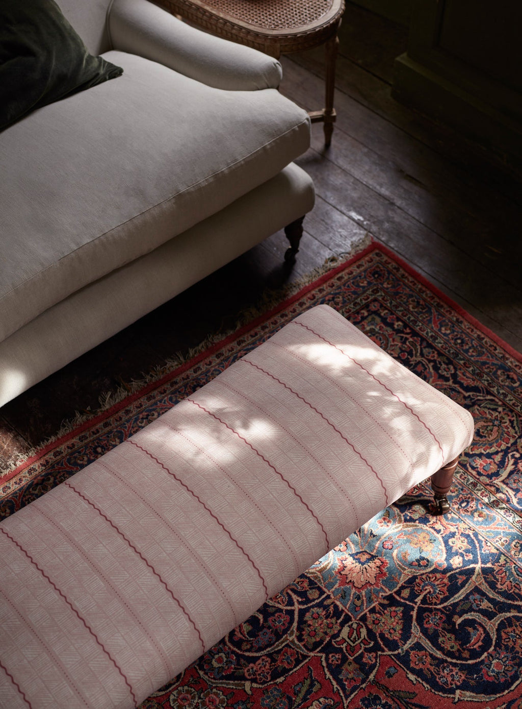 Edmund Footstool, Large, Soft Sage Cotton