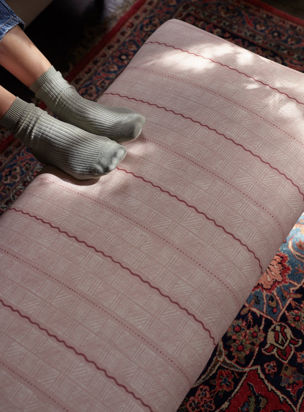 Edmund Footstool, Large, Parchment Cotton