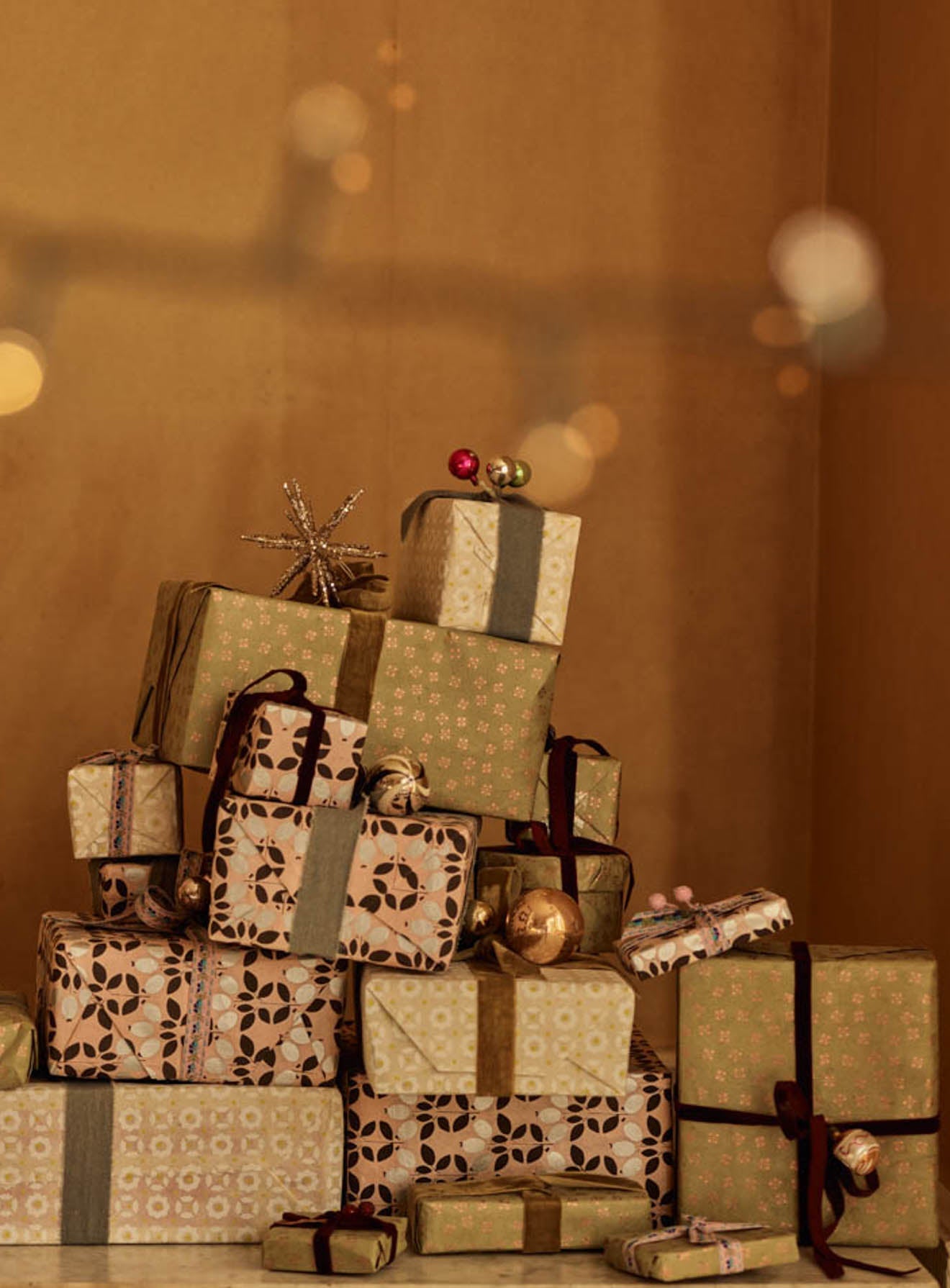 Handmade Wrapping Paper, Blush Floral, Set of Three