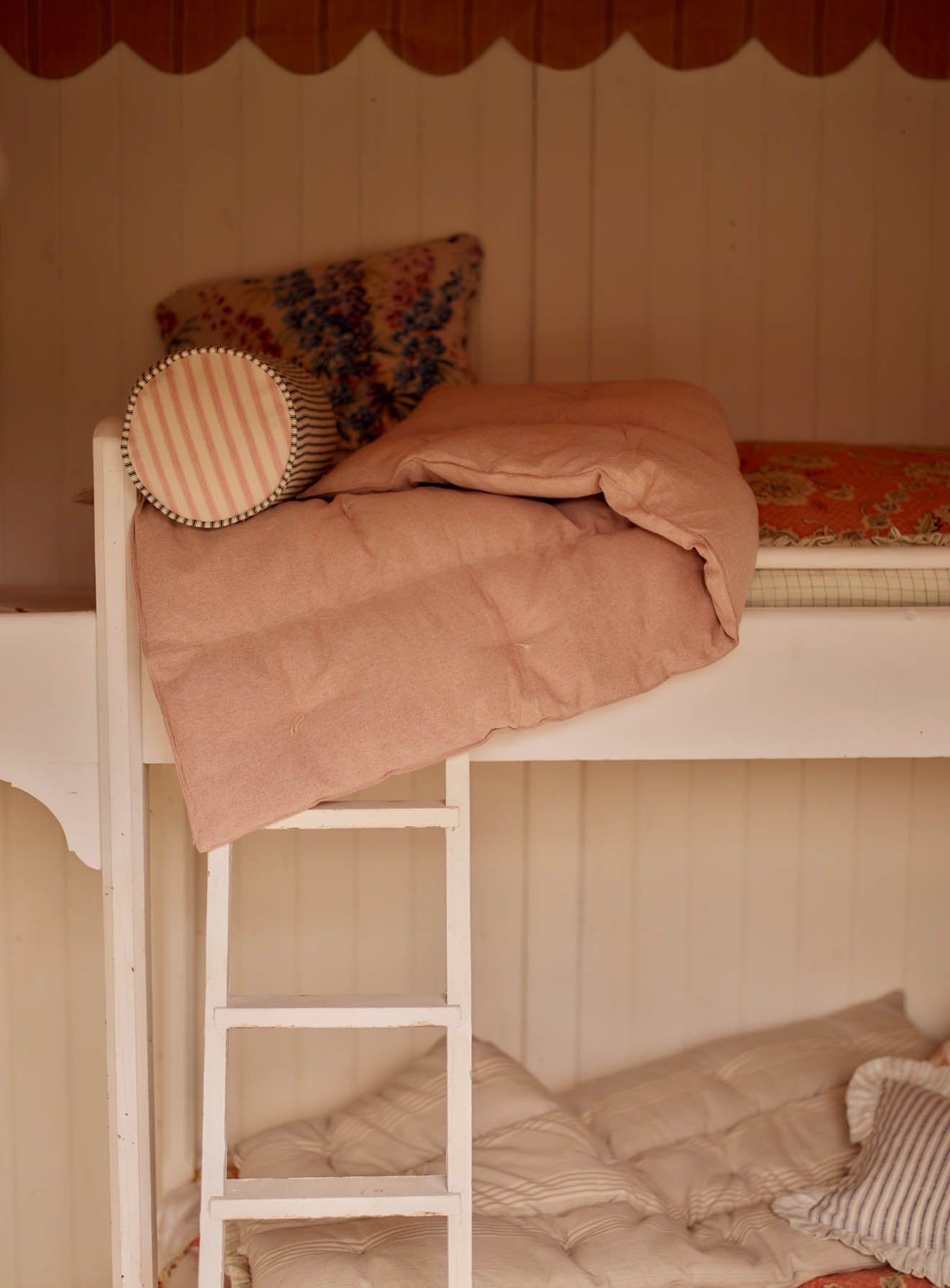 Bolster Cushion, Fine Green Ticking Stripe