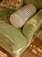 Bolster Cushion, Blue Ticking Stripe