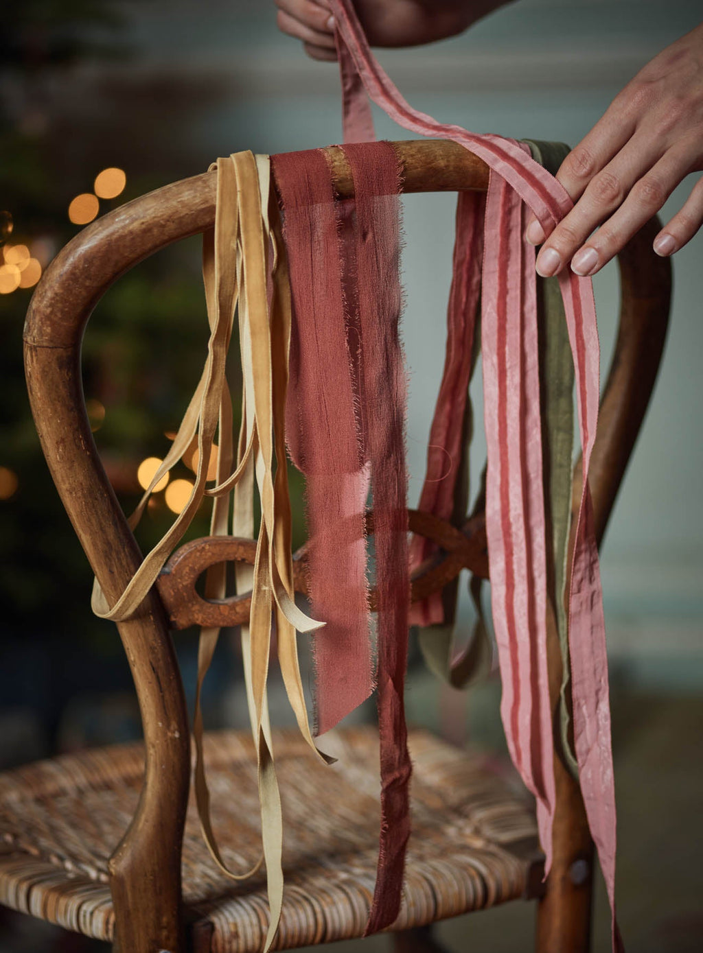 Stripe Velvet Ribbon, Rose Pink