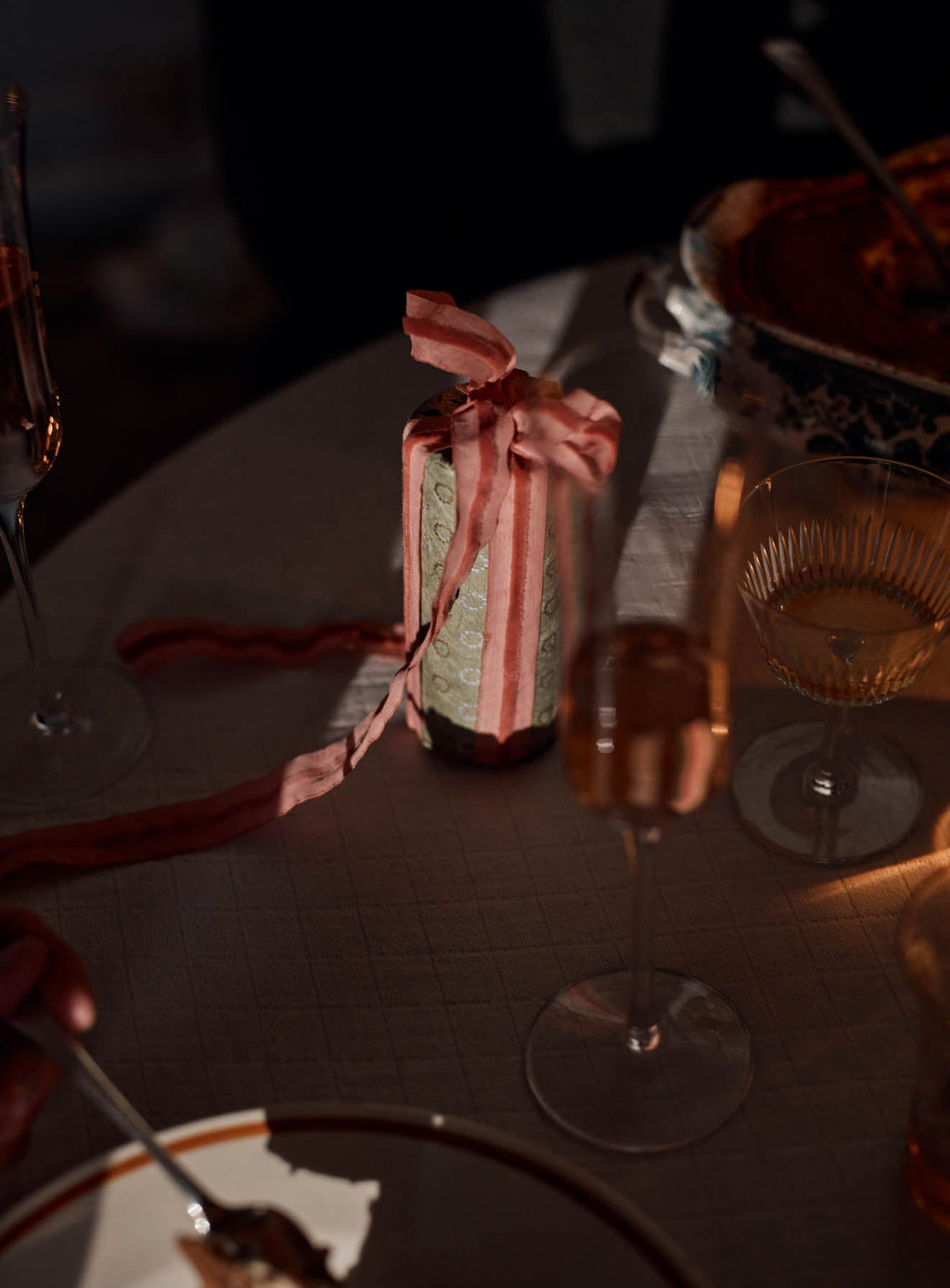 Stripe Velvet Ribbon, Rose Pink