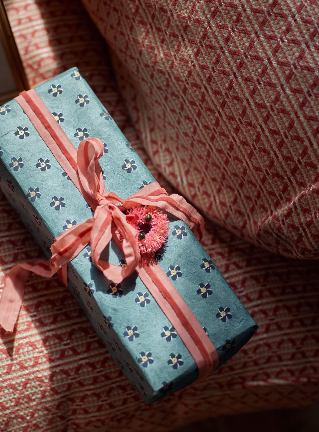 Handmade Wrapping Paper, Ditsy Blue, Set of Three