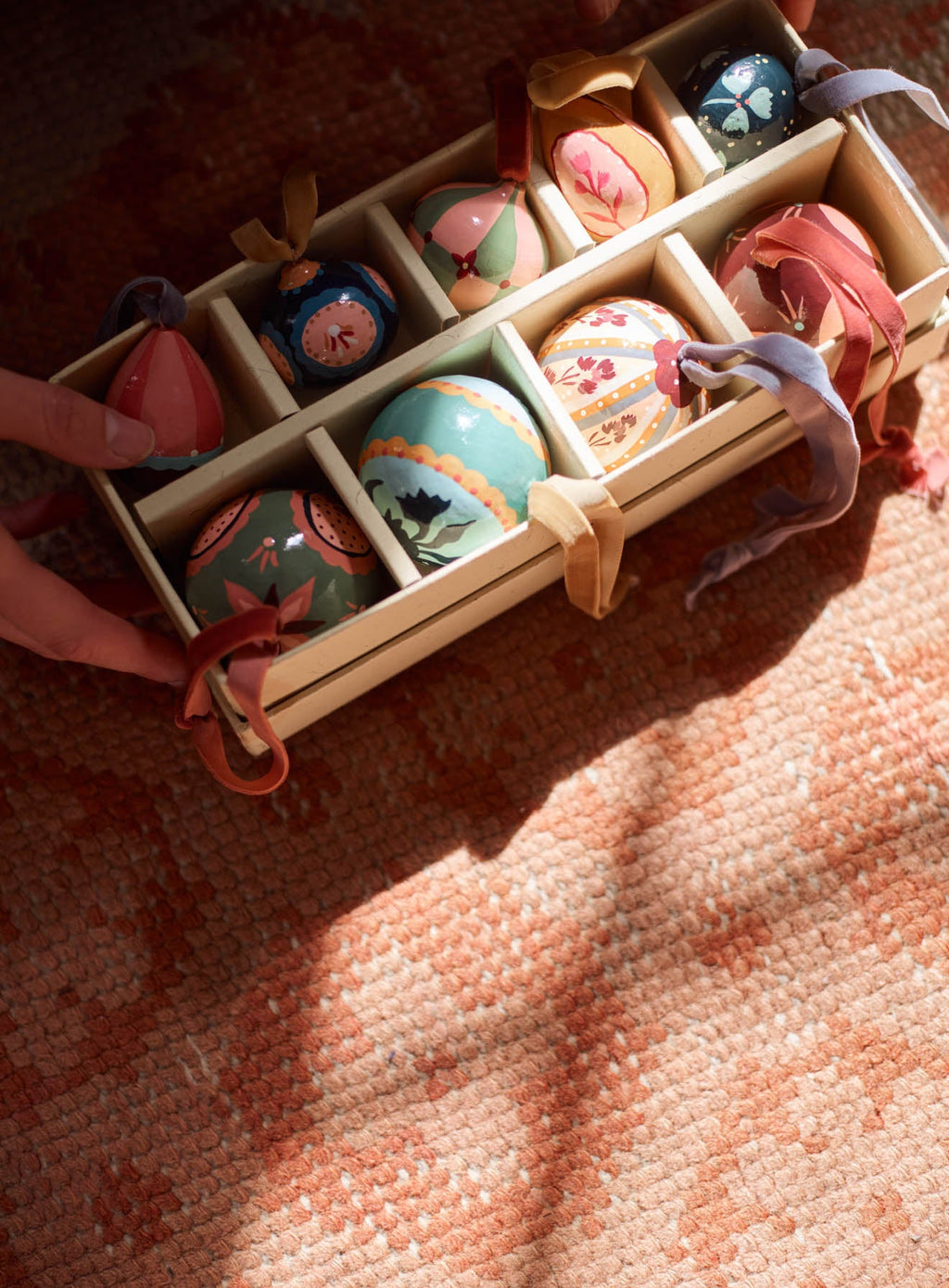 Hand Painted Decorations, Set of Nine