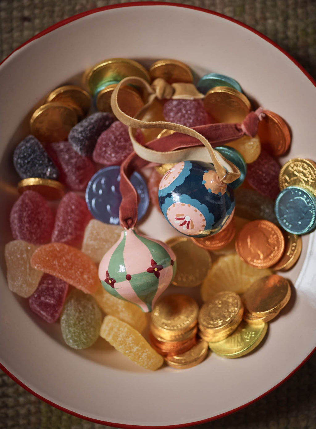 Hand Painted Decorations, Set of Nine