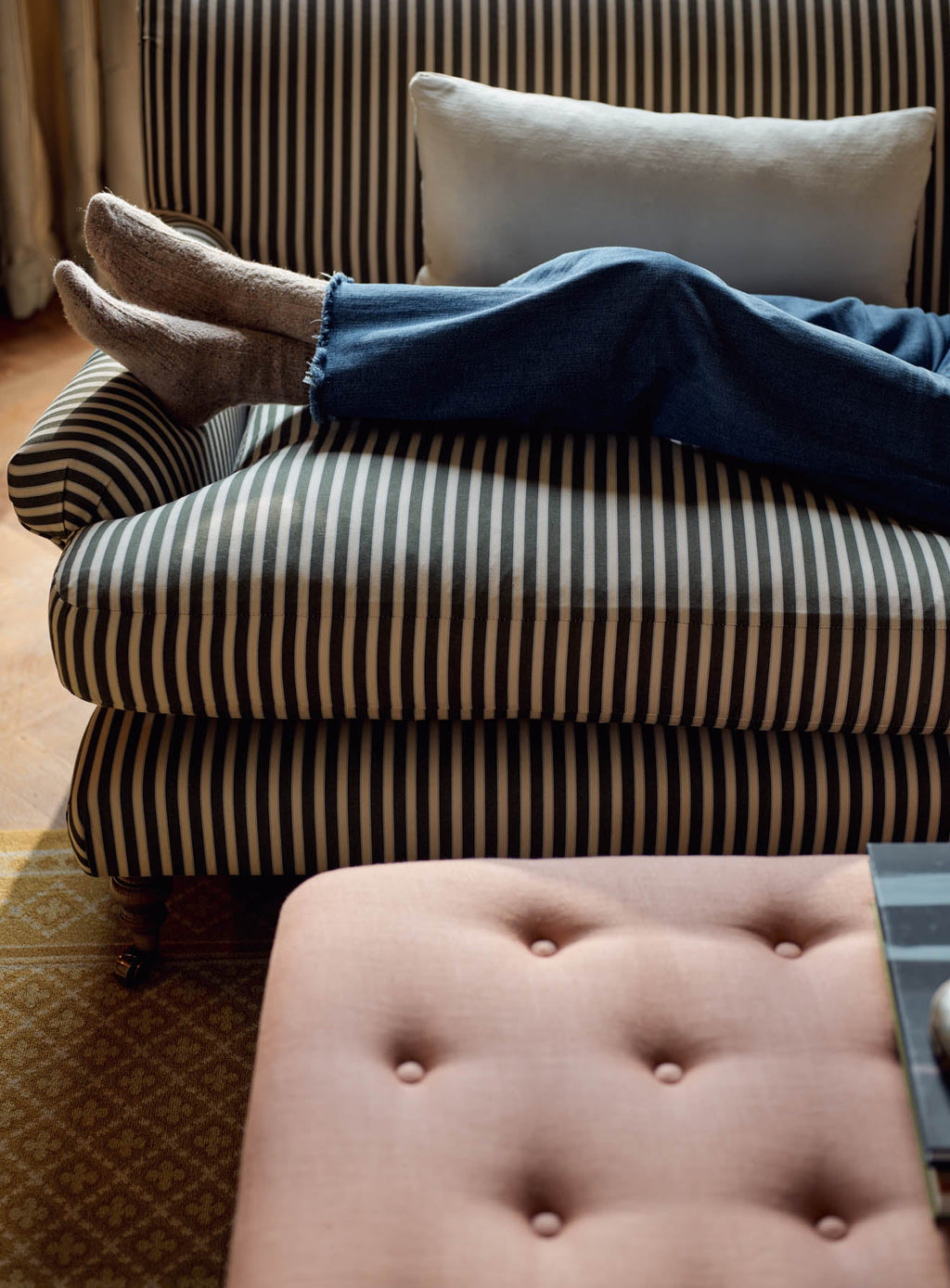 Remy Sofa, Three Seater, Heritage Green Stripe