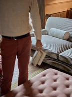 Freyer Footstool, Rectangular, Plaster Pink Linen