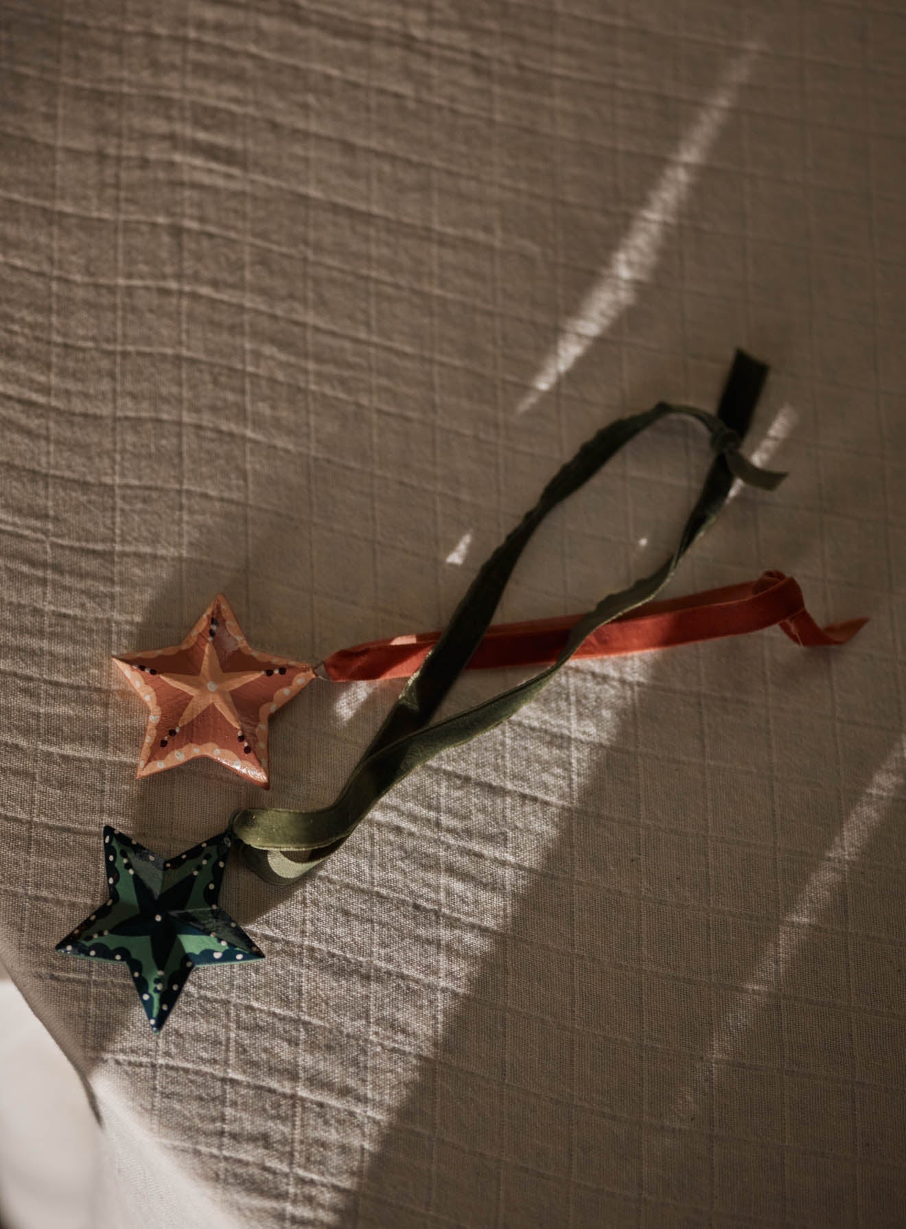 Hand Painted Star Decorations, Set of Two