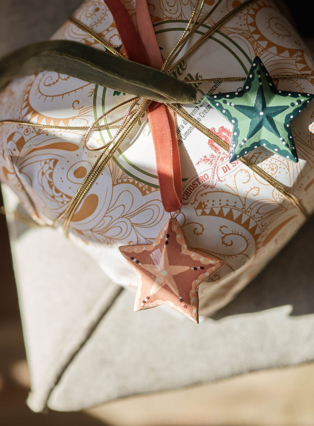 Hand Painted Star Decorations, Set of Two