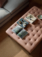 Freyer Footstool, Rectangular, Plaster Pink Linen