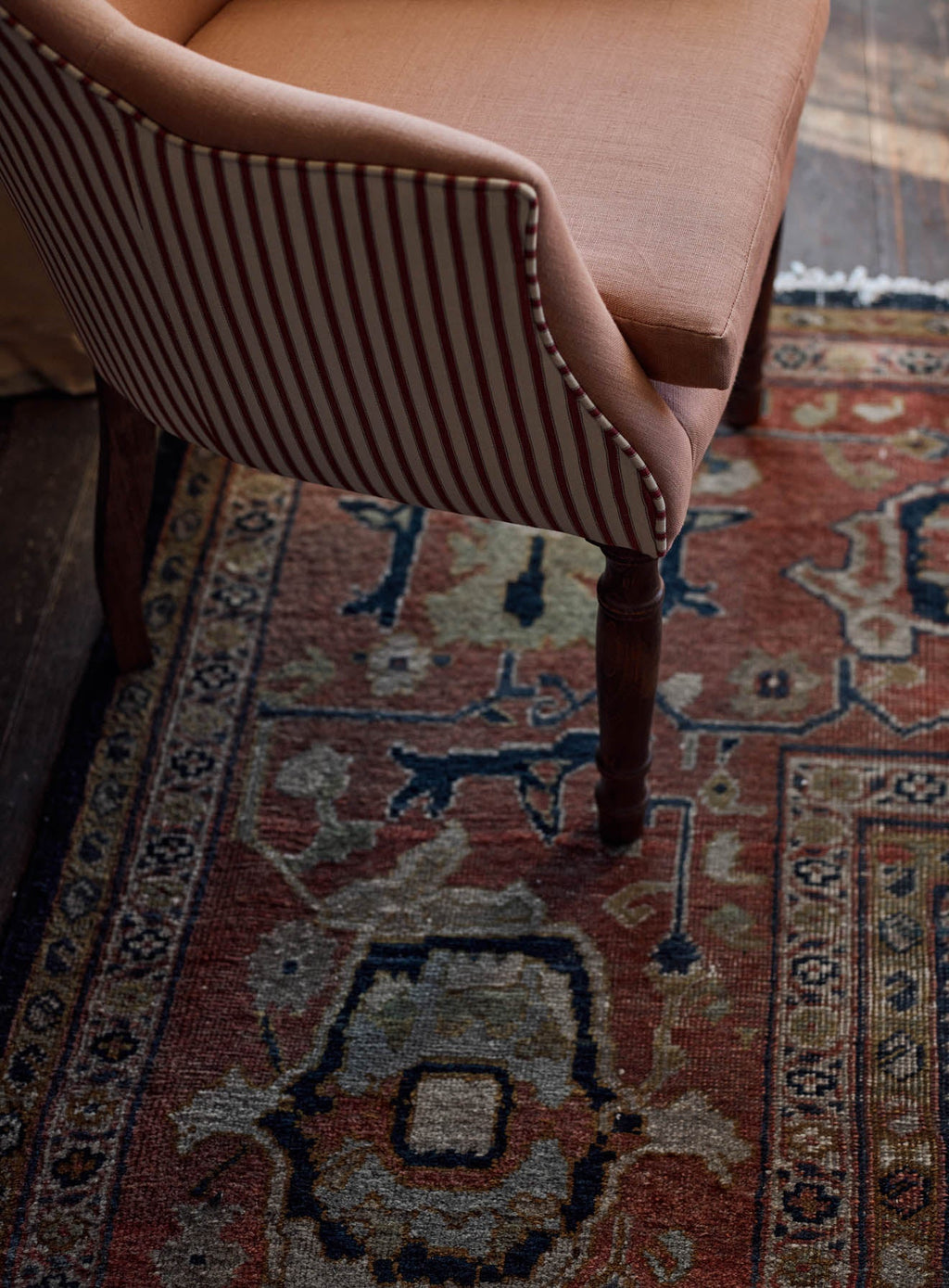 Bennett Library Chair, Plaster Pink & Heritage Red Stripe
